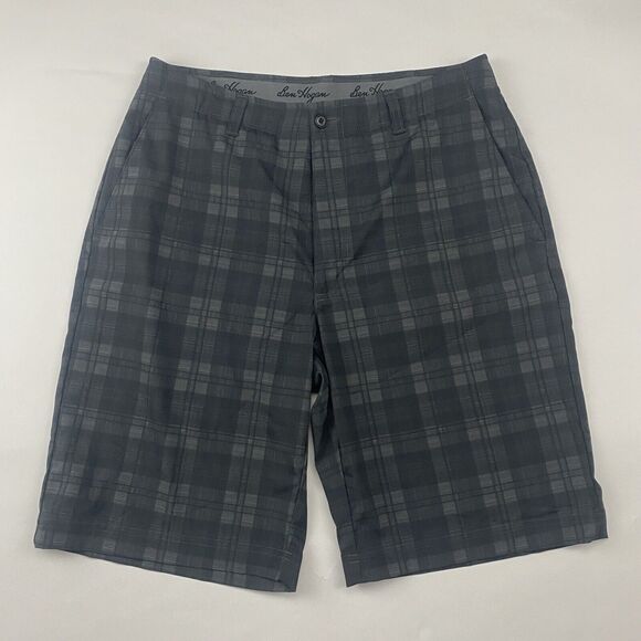 Ben Hogan Performance Golf Shorts Gray Plaid Size 32 100% Polyester 10” Inseam - Picture 2 of 7